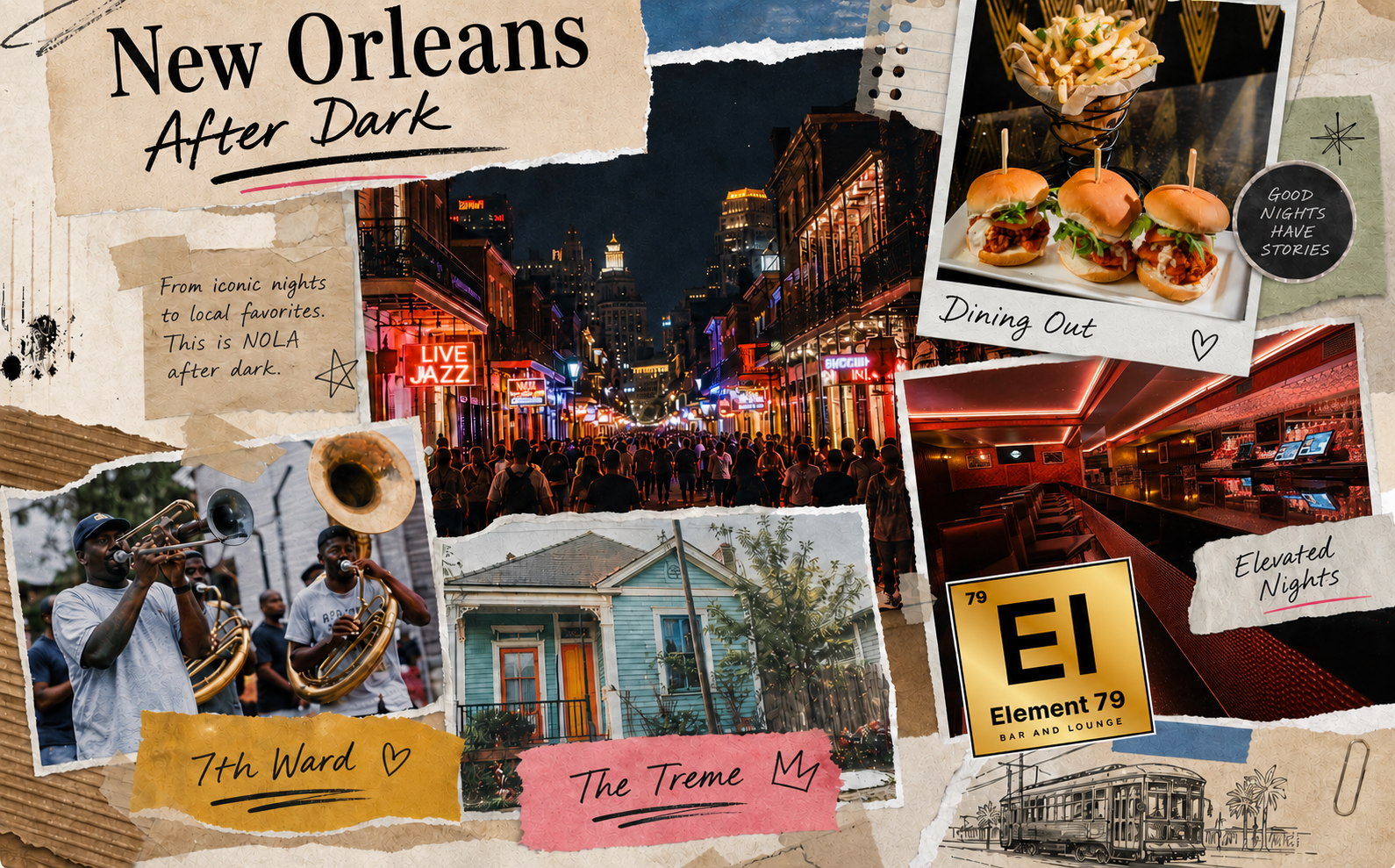 Collage of New Orleans Nightlife After Dark